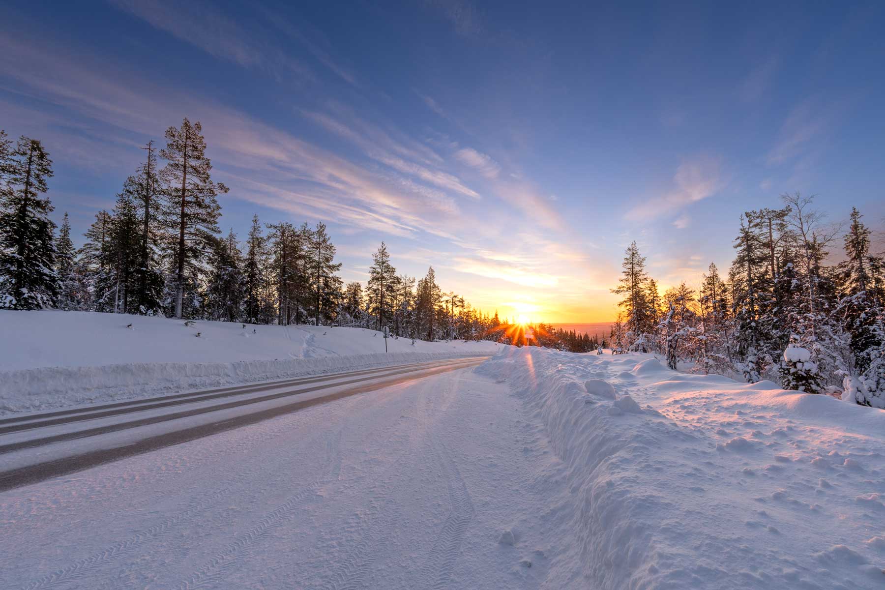 Sonnenuntergang in Lapland
